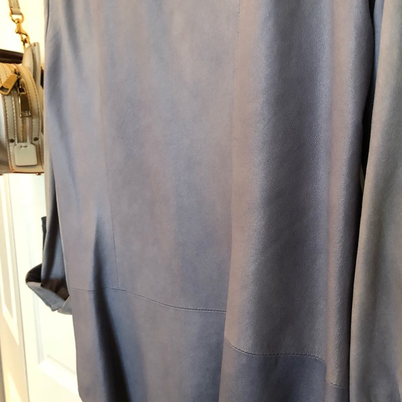 Soft blue leather jacket. Blueish gray - Picture 4 of 6